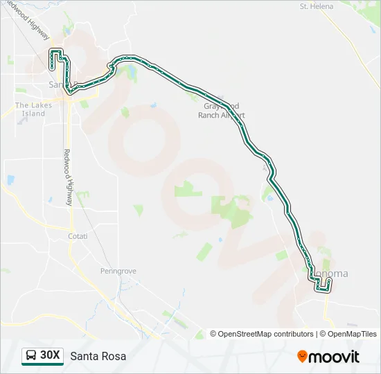 30X Bus Line Map