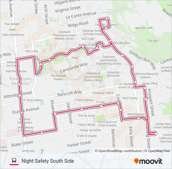 NIGHT SAFETY SOUTH SIDE bus Line Map