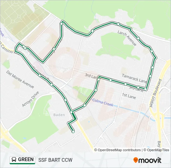 GREEN Bus Line Map