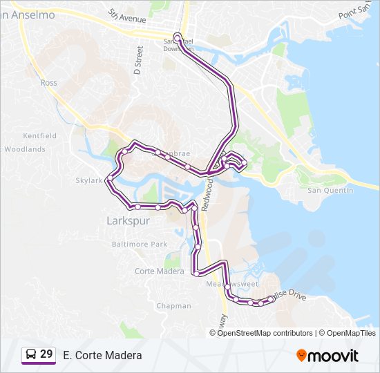 29 bus Line Map