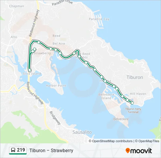 219 Bus Line Map
