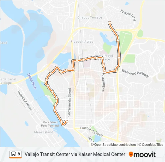 5 Bus Line Map