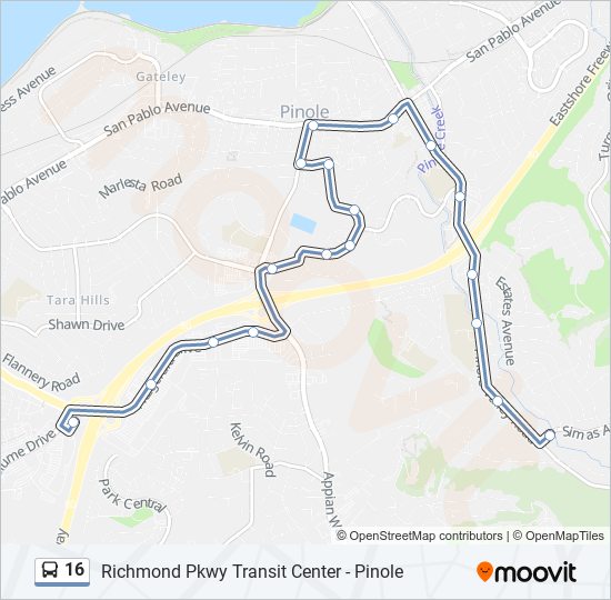 Mapa de 16 de autobús