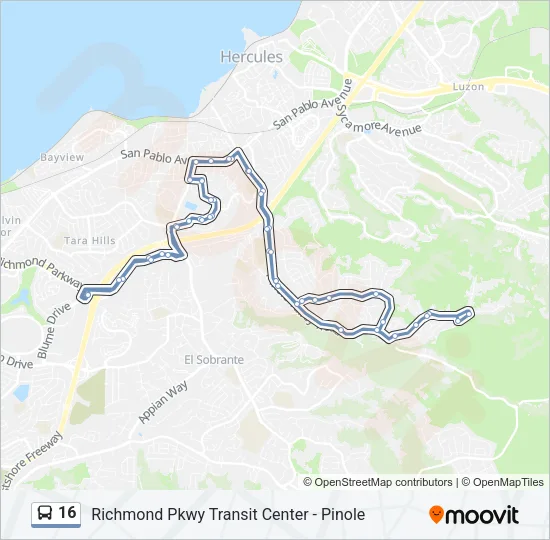16 Bus Line Map