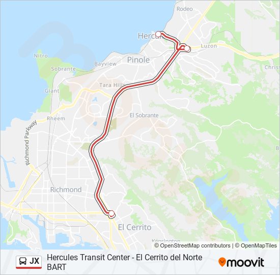 Mapa de JX de autobús