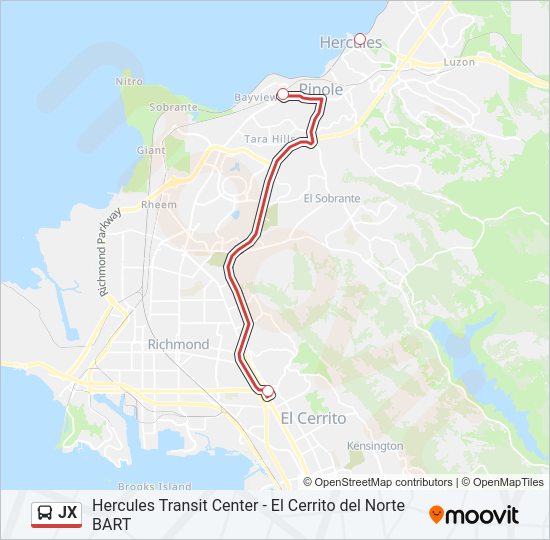 Mapa de JX de autobús