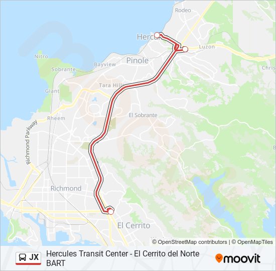 JX bus Line Map