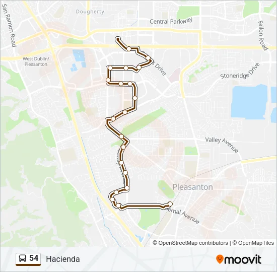 54 Bus Line Map