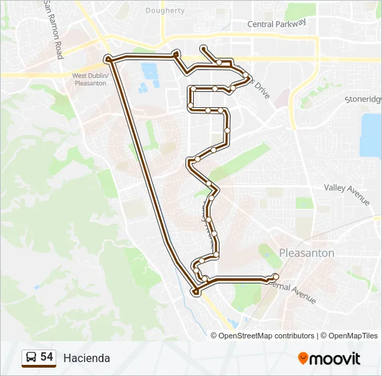 54 Bus Line Map