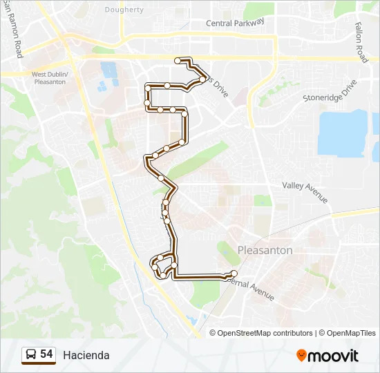 54 Bus Line Map