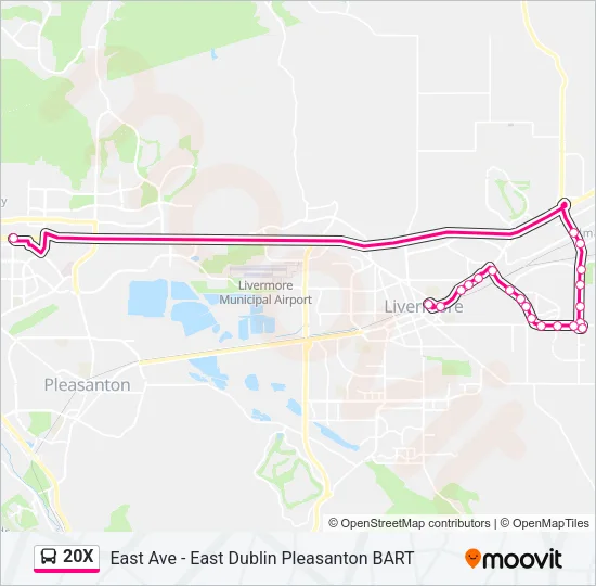 20X Bus Line Map