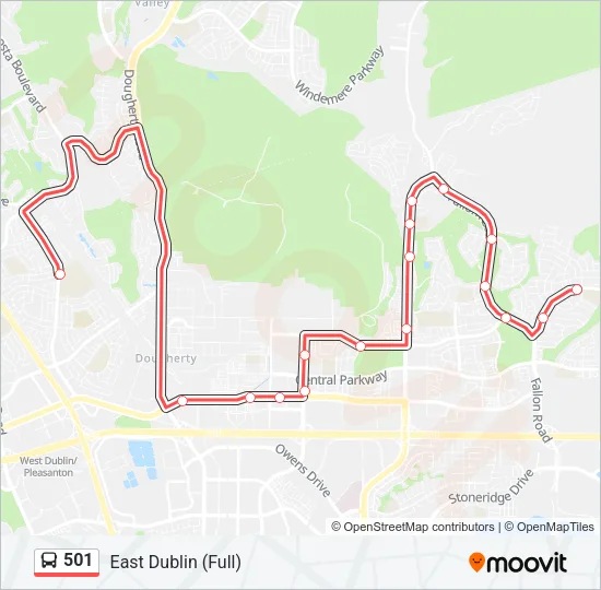 501 Bus Line Map