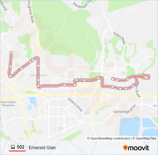 Mapa de 502 de autobús