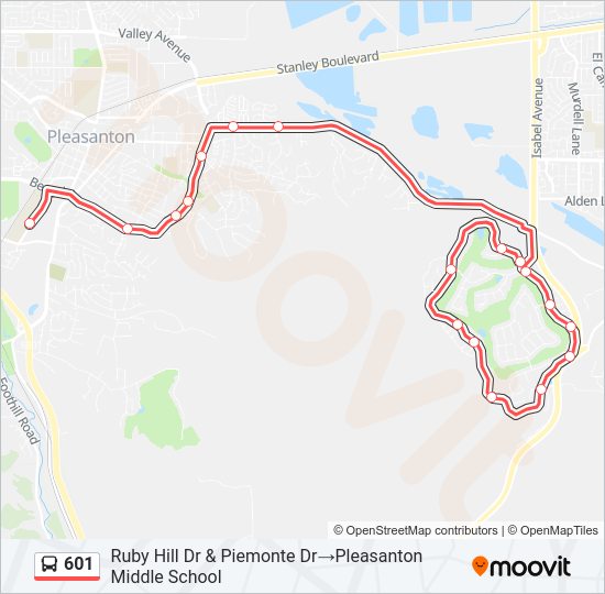 Mapa de 601 de autobús