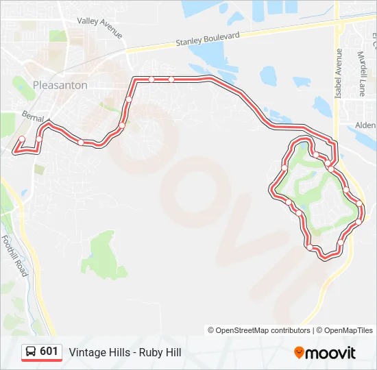 601 Bus Line Map