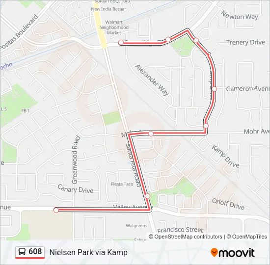 608 Bus Line Map
