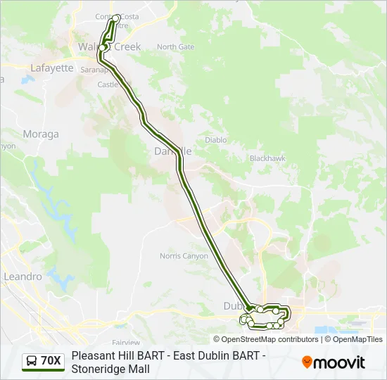 70X Bus Line Map