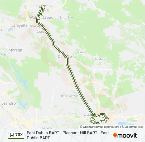 70X Bus Line Map