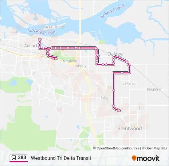 383 Bus Line Map