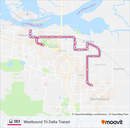 383 Route: Schedules, Stops & Maps - Westbound Tri Delta Transit