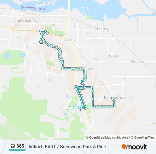 385 bus Line Map