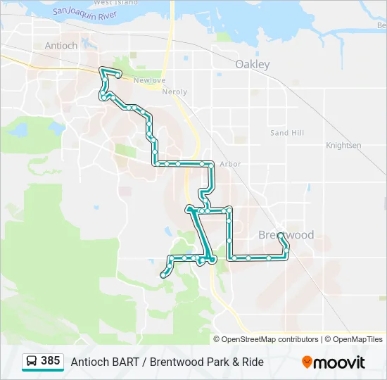 385 Bus Line Map