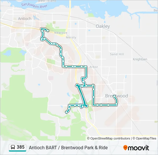 385 Bus Line Map