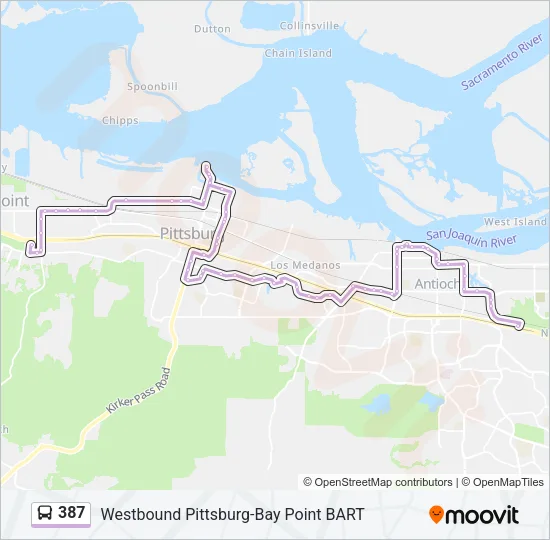 387 Bus Line Map