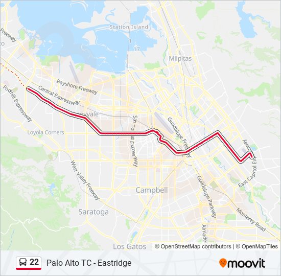 22 bus Line Map