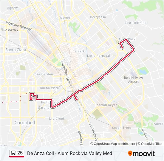 25 bus Line Map