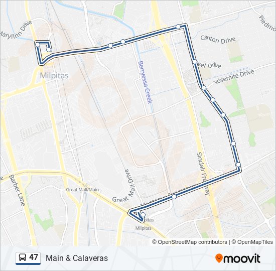 47 bus Line Map