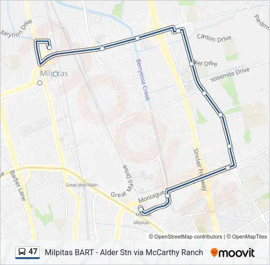 47 Bus Line Map