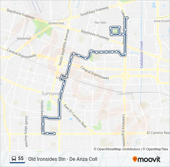 55 Bus Line Map