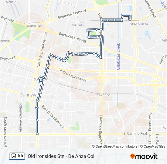 55 Bus Line Map
