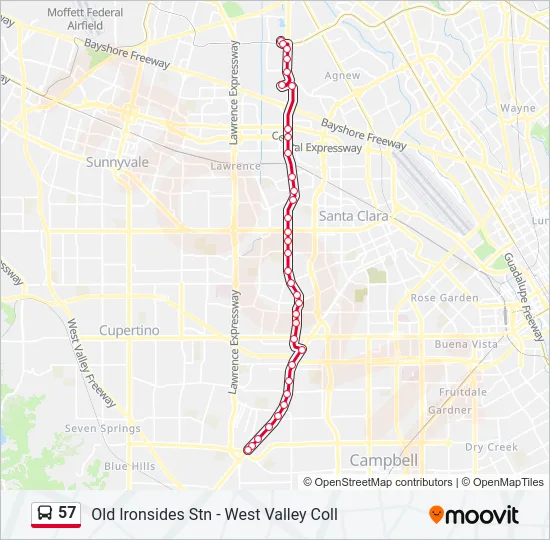 57 Bus Line Map