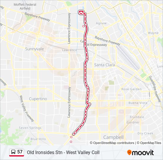 57 bus Line Map