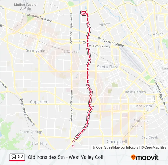 57 Bus Line Map