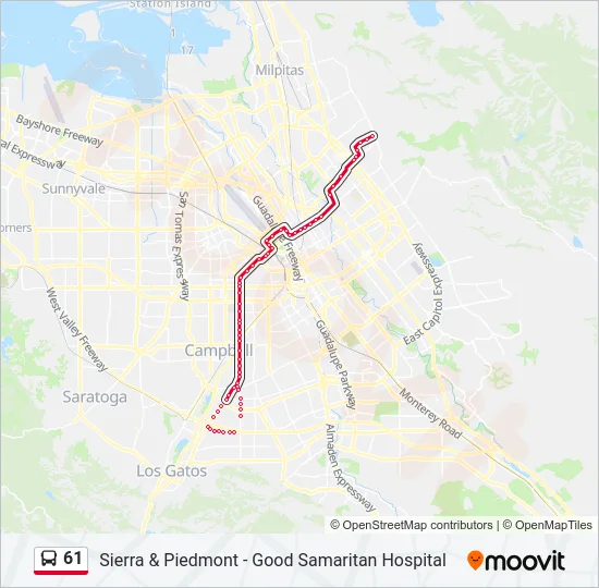 61 Bus Line Map