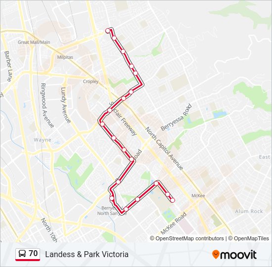 70 Bus Line Map