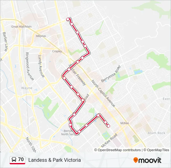 70 Bus Line Map