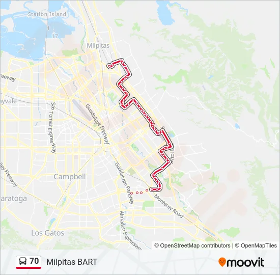 70 Bus Line Map