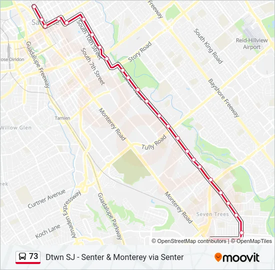 73 Bus Line Map