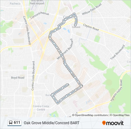 611 bus Line Map