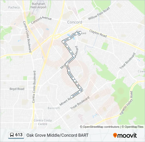 613 Bus Line Map