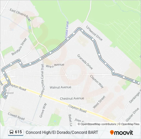 615 Bus Line Map