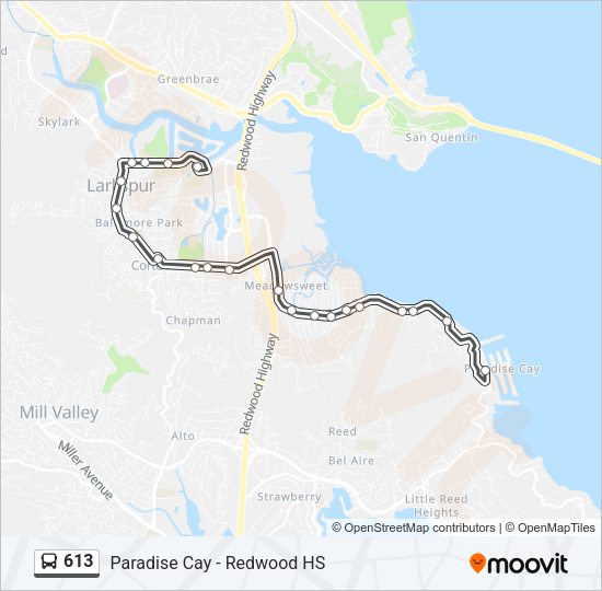 613 bus Line Map