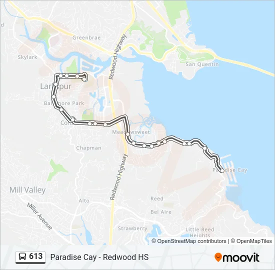 613 Bus Line Map