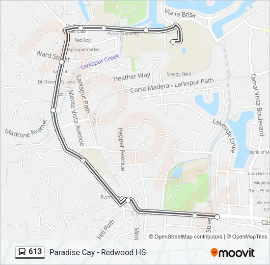 Mapa de 613 de autobús