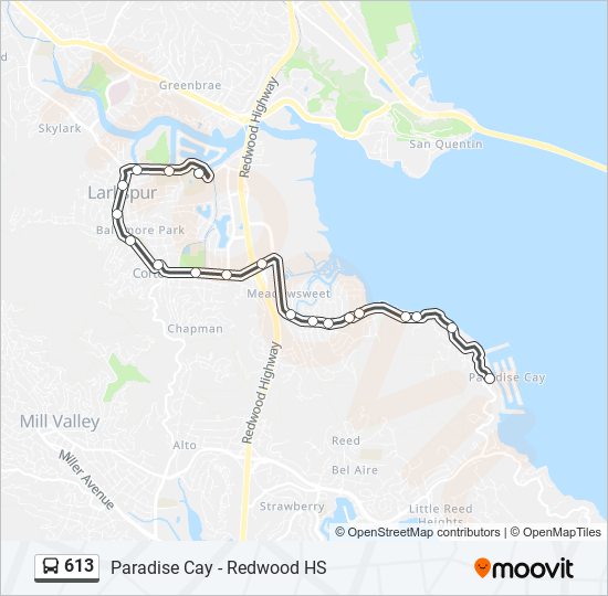 613 bus Line Map