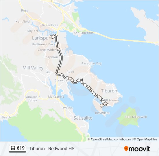 619 bus Line Map